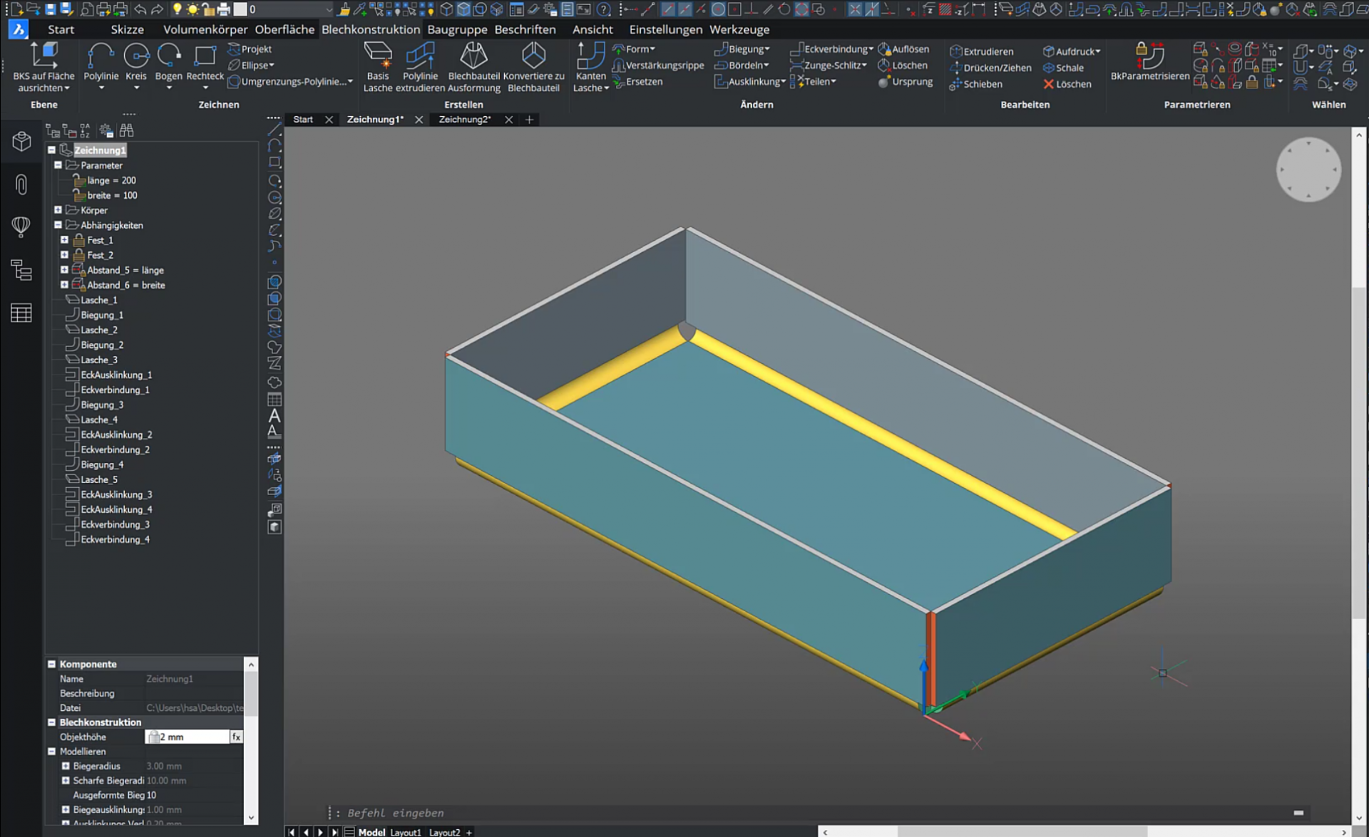 Blechbauteile parametrisieren 