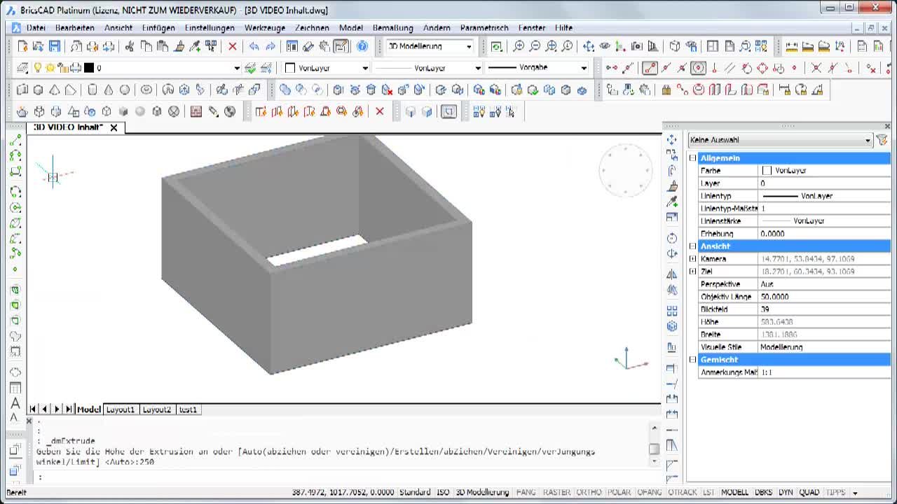 Inhalt BricsCAD 3D Channel