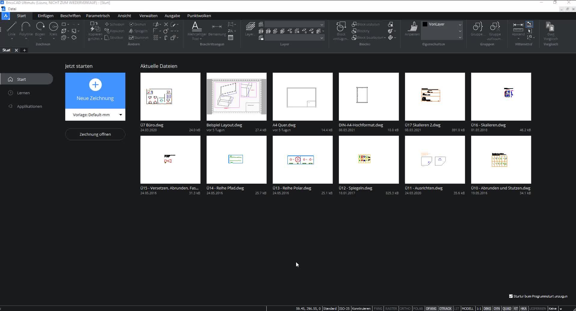 Die Benutzeroberfläche - BricsCAD 2D