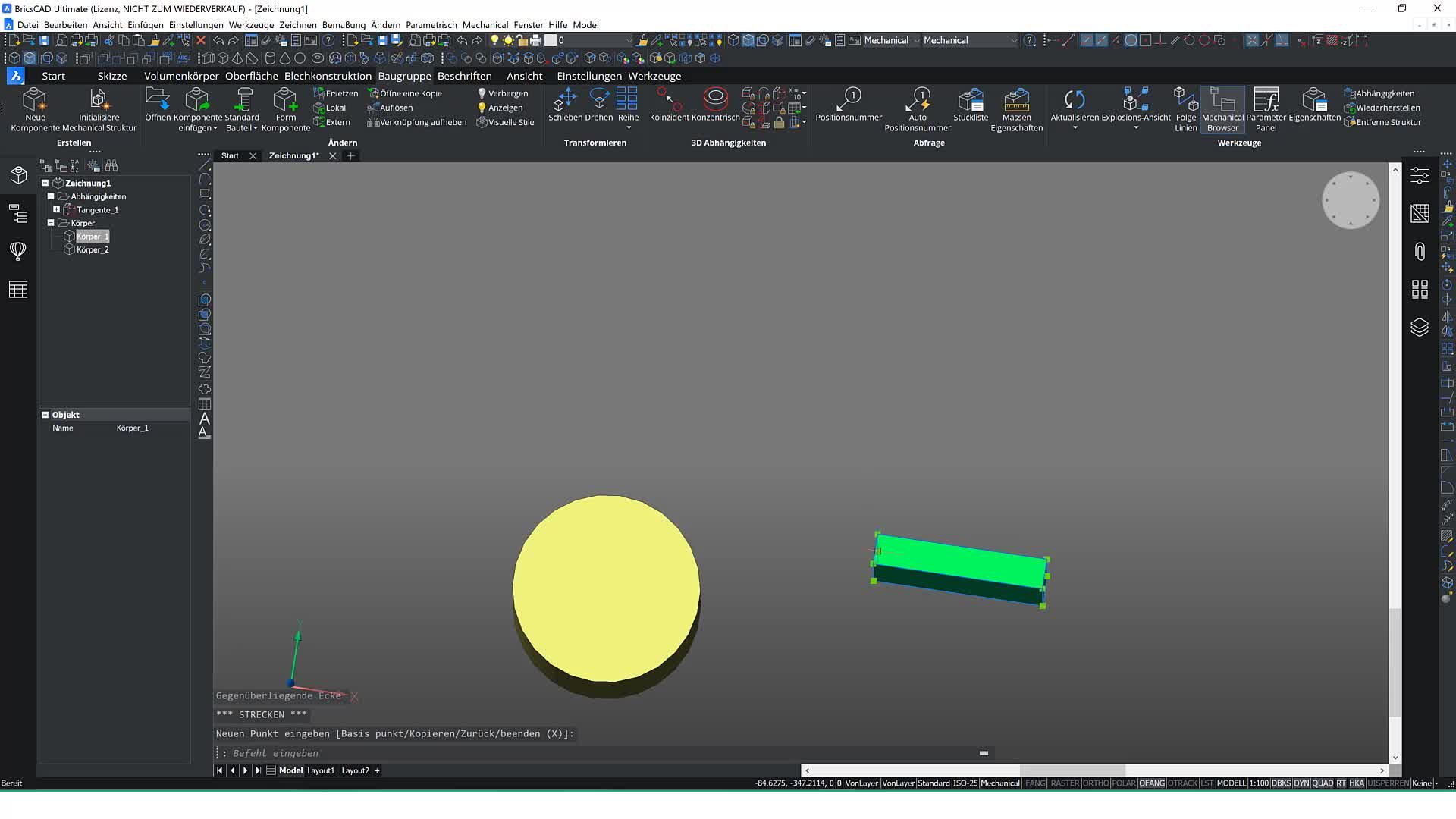 3D-Abhängigkeit Tangente
